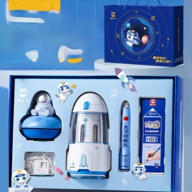 Tom Cat Automatic Electric Pencil Sharpener Magic Erasers Mini Vacuum Cleaner Electric Stationery Set Gift Box