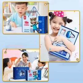 Tom Cat Automatic Electric Pencil Sharpener Magic Erasers Mini Vacuum Cleaner Electric Stationery Set Gift Box