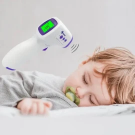 Aogesi Forehead Digital infrared Thermometer Body Temperature Fever Measure Tool for Baby Adults (White+Purple)