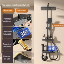 Smart Digital Thermostatic Shower Set – Enhanced Pressure Copper Black Shower Head for Home