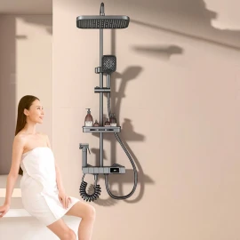 Smart Digital Thermostatic Shower Set – Enhanced Pressure Copper Black Shower Head for Home
