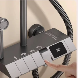 Smart Digital Thermostatic Shower Set – Enhanced Pressure Copper Black Shower Head for Home