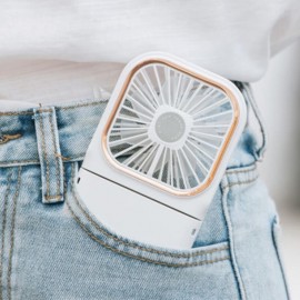 Mini Portable Folding Neck Fan with 3000mAh Power Bank Handheld Desktop Rechargeable