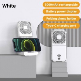Mini Portable Folding Neck Fan with 3000mAh Power Bank Handheld Desktop Rechargeable