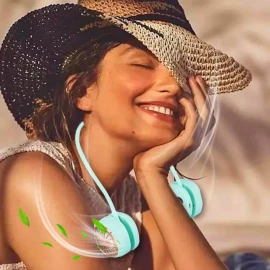 XBOSS L21 Foldable Bladeless Neck Fan, USB Charging Portable Hanging Neck Fan for Travel Hiking Sports