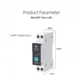 Smart WiFi Circuit Breaker with Metering – 1P 20A DIN Rail | TUYA App Controlled Wireless Home Automation Switch