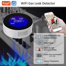 Tuya Wifi Smart Natural Gas Alarm For Home with Temperature Function Combustible Gas Leak Detector Lcd Display Smart Life App