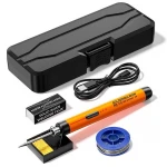 Cordless USB Rechargeable Portable Soldering Iron, 3-Speed Temperature Adjustable, Jewelry Soldering Kit for Precision Work (Orange)