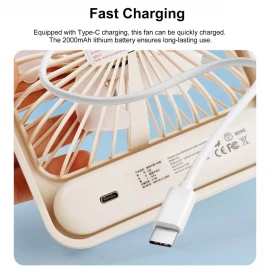 XBOSS Q4 Small Desk Fan Battery Operated Rechargeable