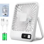 XBOSS Q4 Small Desk Fan Battery Operated Rechargeable White