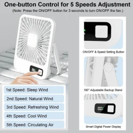 XBOSS Q4 Small Desk Fan Battery Operated Rechargeable