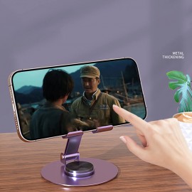 Adjustable Metal Phone & Tablet Stand | 720° Rotating, Foldable, Portable Desk Holder for Office & Live Streaming
