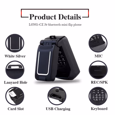LONG-CZ J9 World Smallest Flip Mobile Phone Unlocked 4