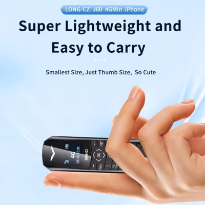 LONG-CZ J60 Smallest 4G Mini Phone Unlocked | Nano SIM Bluetooth MP3 Music Phone with OLED Display & VoLTE 2