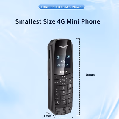 LONG-CZ J60 Smallest 4G Mini Phone Unlocked | Nano SIM Bluetooth MP3 Music Phone with OLED Display & VoLTE 5
