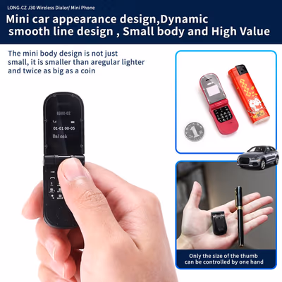 LONG-CZ J30 World Smallest Flip Phone – Mini GSM Mobile Phone for Kids with Bluetooth, SOS & Magic Voice 3