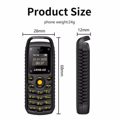 LONG-CZ B25 Super Mini 2G Mobile Phone with Bluetooth Earphone Function – Dual SIM Ultra Small Feature Phone 0.66 Inch Unlocked 3